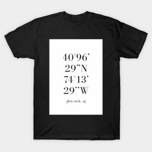 Glen Rock New Jersey Longitude and Latitude T-Shirt